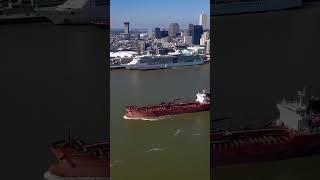 The Mississippi River with skyline of New Orleans in the background #neworleans #mississippiriver