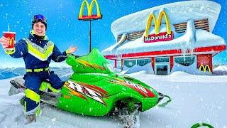 I Drove a SNOWMOBILE to McDonald's!!