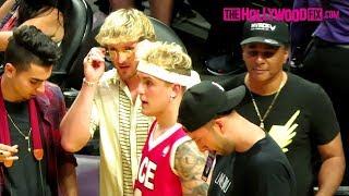 Logan Paul Supports His Brother Jake Paul With Big Mike At The ACE Family Basketball Game 6.29.19