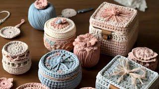 wow  crochet jewellery box knitted with wool (share ideas creative AI) #crochet #jewellrybox