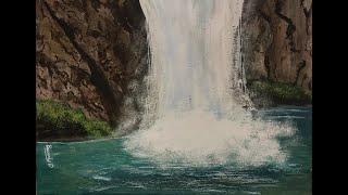 Beverly D Creates A REALISTIC Waterfall Painting From Scratch