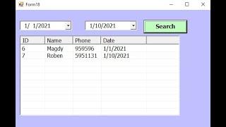 Programming Visual Basic.net: Search data in sql server database between two dates in ListView