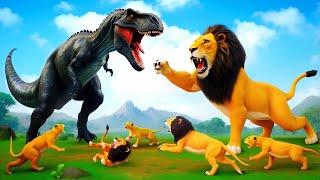 Black T-Rex vs. Giant Lion King!  | Jurassic Kingdom Showdown