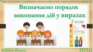 Дужки. Порядок дій. Визначаємо порядок виконання дій у виразах. Відеоурок.Математика.НУШ.