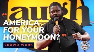 America For Your Honeymoon? - Comedian BT Kingsley - Chocolate Sundaes Comedy - CROWD WORK