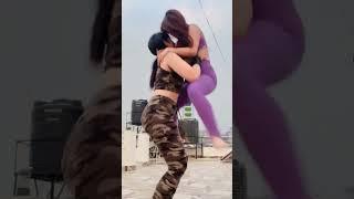 Hot girl lift and carry her friend | #liftcarry #piggyback #frontlift | lift-141