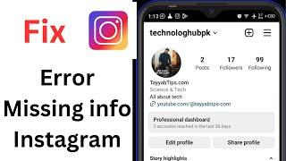 Error Missing info Instagram |Profile change error | instagram profile photo change nahi ho raha hai