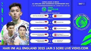 JADWAL BABAK 32 BESAR ALL ENGLAND 2025 HARI INI JAM 5 SORE LIVE VIDIO.COM #allengland2025