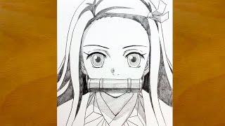 Anime sketch | How to draw nezuko  from Demon Slayer step-by-step | Anime draw | draw anime