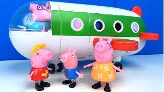 EL AVION DE VACACIONES DE PEPPA PIG HOLIDAY PLANE VIAJE A LA PLAYA CON PAPPA PIG MAMA PIG Y GEORGE