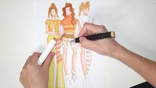 Эскиз чизиш қоидалари - Авангард услубида 3та либосли коллекция/Fashion illustration