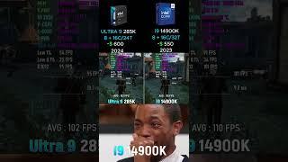 ULTRA 9 285k vs i9 14900k #cpu #pc #gamingpc #pcgaming #intel #shorts