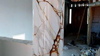 PROCESS ||  Create Elegant White Marble Patterns and Black Granite Patterns ||  Pillar Marble Motif