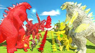 Red Team + Red Godzilla vs Godzilla Lord + Yellow Team - Animal Revolt Battle Simulator