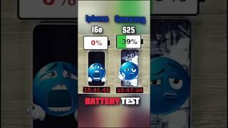 iphone 16e vs Samsung s25 battery  test #shorts