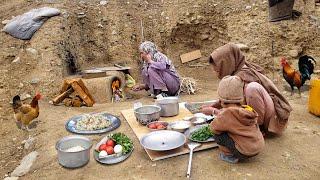 Beauties of Village Life in Afghanistan | Cooking Rural Rice in Outdoor Kitchen