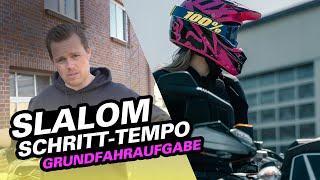 Durch den Slalom im Schritt-Tempo – Motorradführerschein (A/A1/A2) | Fahrschule Lindemann