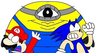 Mario and Sonic get crushed by a giant minion and no one helps them