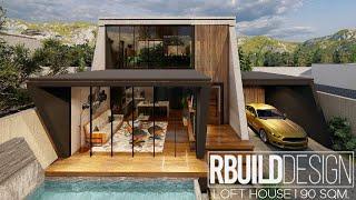 Modern Loft House Design l 8m x 11m (90 sqm) l 2 Bedroom with Garage and Swimming Pool