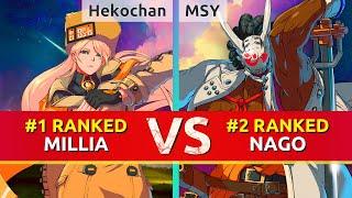 GGST ▰ Hekochan (#1 Ranked Millia) vs MSY (#2 Ranked Nagoriyuki). High Level Gameplay