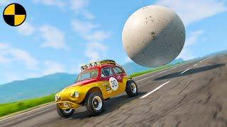 Giant Stone Ball vs Cars  BeamNG.Drive