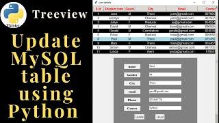 How to update MySQL table in Python using tkinter treeview