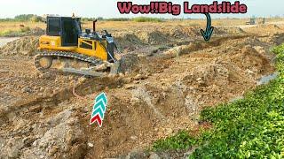 Big Land Slide!! Amazing new road transport combination with SHANTUI C3 bulldozer & 25.5T dump truck