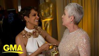 Jamie Lee Curtis shares sweet moment with Halle Berry backstage at Oscars l GMA