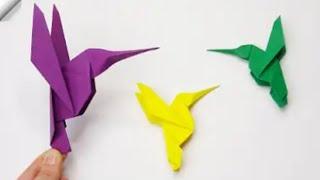 HUMMINGBIRD PAPER ORIGAMI TUTORIAL || HOW TO MAKE EASY COLIBRI ORIGAMI BIRD || DIY HUMMINGBIRD