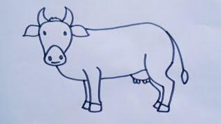 How to draw a Cow easy way  Cow drawing step by step//cartoon Cow drawing for beginners