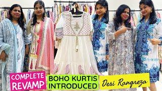 Designer Cotton Muslin 1, 2 & 3 Piece Suits, Boho Kurti & Frocks, Mal Gown, Tunics at Desi Rangreza.