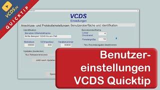 VCDS Quicktip: Benutzereinstellungen