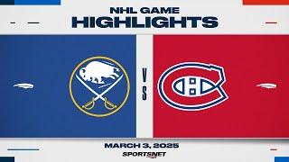 NHL Highlights | Sabres vs. Canadiens - March 3, 2025