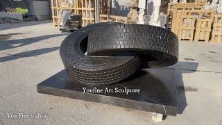 Purely Hand Carved Black Natural Marble Tires from YouFine Factory