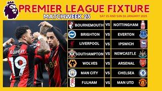 EPL Fixtures Today Matchweek 23 - English Premier League Fixtures Today Matchweek 23 2025