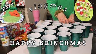 HAPPY GRINCHMAS- making GRINCH PUNCH A BUNCH GAME - Grinch fruit kabobs/ Game prizes small haul