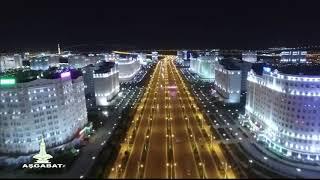 Turkmenistan.Night Ashgabat from a bird's eye view / Ночной Ашхабад с высоты птичьего полёта