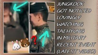 OMGJungkook Got Noticed Lovingly Watching Taehyung In Military Recent Event(New)#taehyung#jungkook