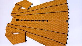 most dazzling Center line block design panels frock /Bright panels layers frock design stitching