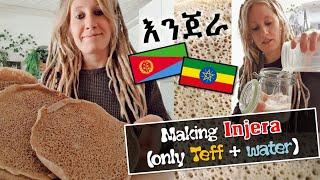  Making INJERA (only Teff + water) #እንጀራ #ethiopian #habesha #food #vegan #eritrea || RastaFood