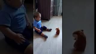 Viral: Funny Baby scared of Rat Toys
