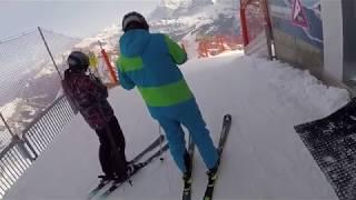 Skiing 2020 in Switzerland, Schilthorn - Mürren, piste black 10 - steep 75%