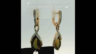 Ohrringe aus Rotgold 585° mit Sultanit und Zirkonia! #rotgold #jewelry #585 #eleganz