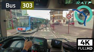 Bus 303 RATP | Bobigny Pablo Picasso Métro/Noisy-le-Grand Mont d'Est RER - 4K60FPS