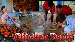 DESI CHICKEN PARTY AT OUR FARM | Chicken  Party | Allahabad | Prayagraj | Roasted Chicken  | 