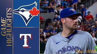 Texas Rangers vs. Toronto Blue Jays Full Game Highlights Sep 18, 2024 | MLB Highlight