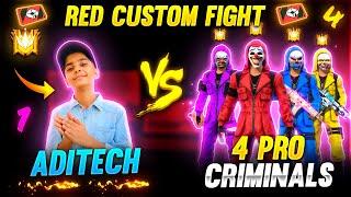 4 Pro Criminal Bundles Vs Aditech ️ - Advance ( Red ) Custom Room Fight - Garena Free Fire