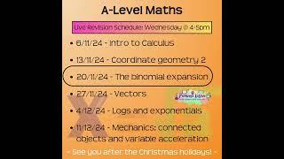 A-Level Maths Tutoring and Revision: Every Wednesday!