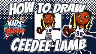 How to Draw Ceedee Lamb for Kids - Dallas Cowboys Football Player