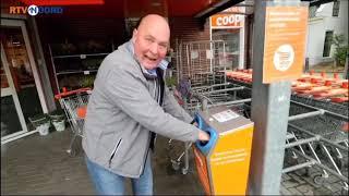 Nieuwe Coronamaatregelen - Orange Cleaning bij COOP Supermarkt in Baflo - RTV Noord